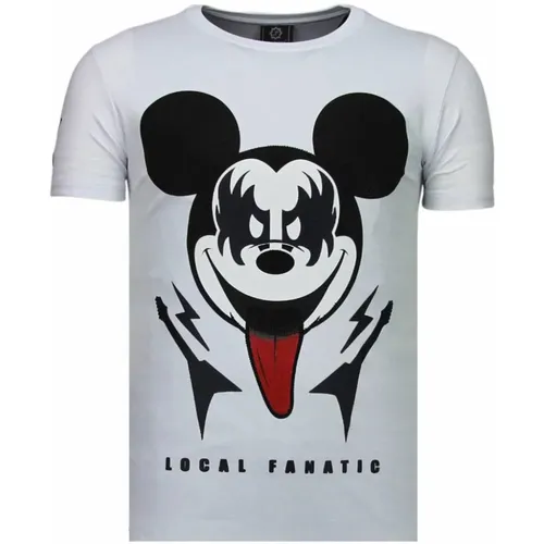 Kiss My Mickey Rhinestone - Herren T-Shirt - 5771W , Herren, Größe: S - Local Fanatic - Modalova
