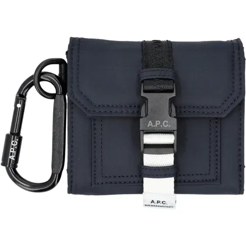 Dark Navy Wallet with Carabiner , male, Sizes: ONE SIZE - A.p.c. - Modalova