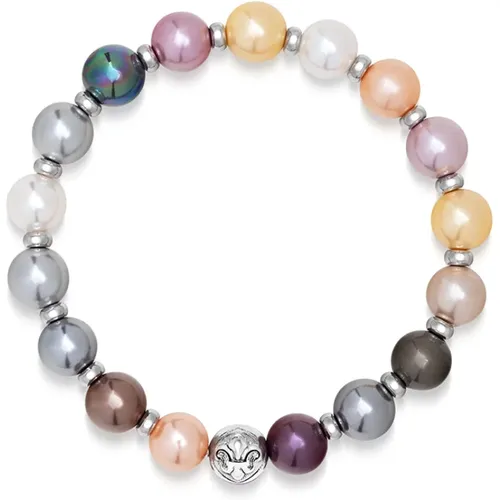Women`s Wristband with Pastel Pearls and Silver , female, Sizes: XS, S, M - Nialaya - Modalova