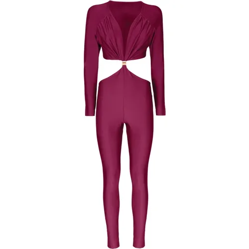 Lycra Jumpsuit mit Tiefem Ausschnitt , Damen, Größe: XS - MVP wardrobe - Modalova