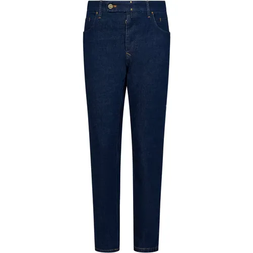 Blaue Slim-Fit Stretch Denim Jeans , Herren, Größe: W31 - Incotex - Modalova