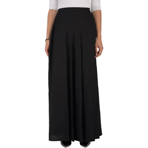 Elegant Linen Maxi Skirt with Pleats and Side Buttons , female, Sizes: XS - Max Mara - Modalova