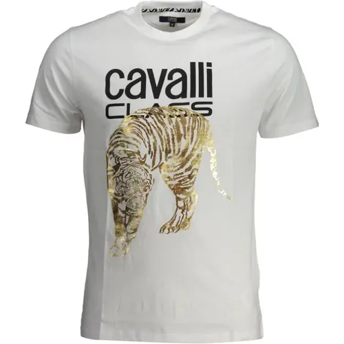 Print Logo Kurzarm Baumwollshirt , Herren, Größe: 2XL - Cavalli Class - Modalova