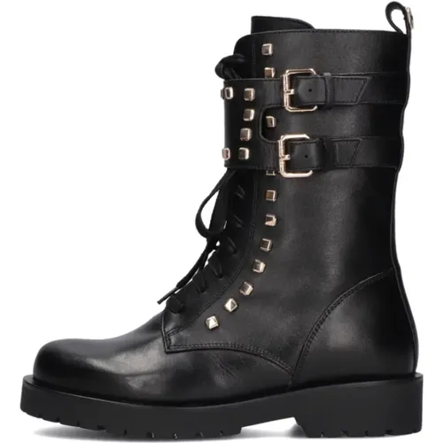 Schwarze Schnürstiefel mit Gold-Details , Damen, Größe: 37 EU - Twinset - Modalova