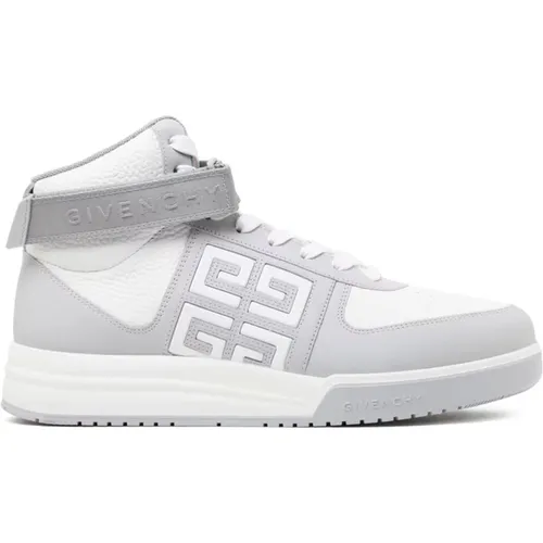 Grey Calf Leather High Top Sneakers , male, Sizes: 10 UK, 8 UK - Givenchy - Modalova