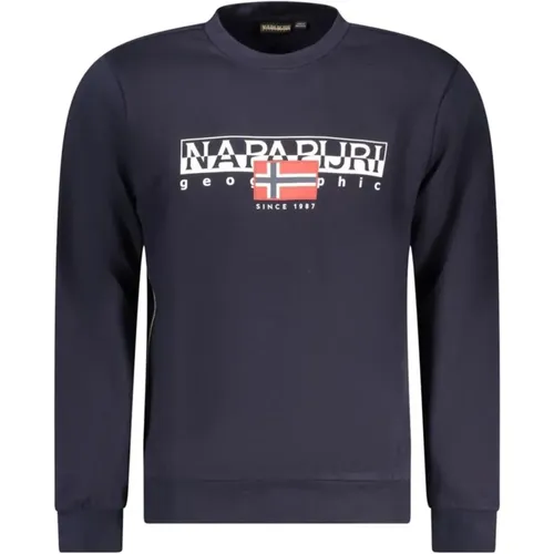 Blaues Logo Print Crew Neck Sweatshirt , Herren, Größe: 2XL - Napapijri - Modalova