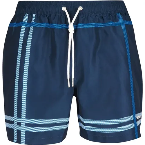 Kurze Shorts, Blaues Motiv-Badebekleidung , Herren, Größe: L - Barbour - Modalova