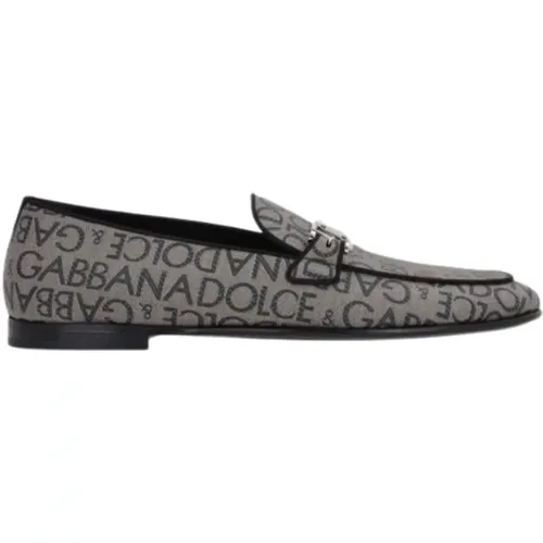 Brown Flat Shoes with Distinctive Logo Pattern , male, Sizes: 6 UK, 7 1/2 UK, 9 UK, 10 UK, 6 1/2 UK, 7 UK, 8 1/2 UK - Dolce & Gabbana - Modalova