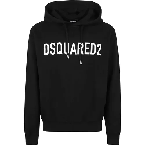 Cotton Hoodie with Lettering Print , male, Sizes: L, S - Dsquared2 - Modalova