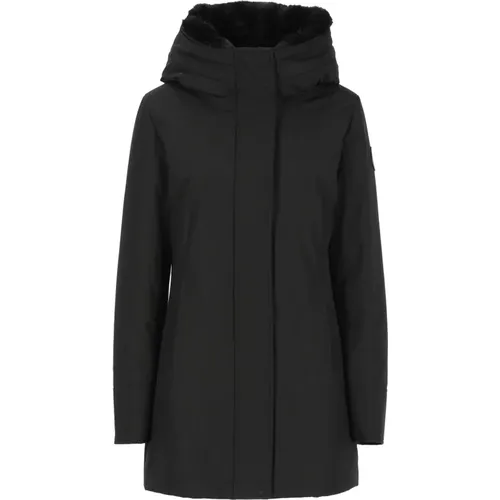 Schwarze Parka mit abnehmbarer Kapuze , Damen, Größe: L - Woolrich - Modalova