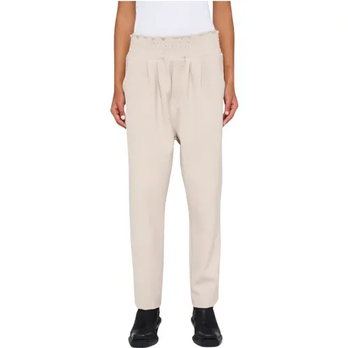 Relaxed Fit Crepe Trousers with Wide Waist , female, Sizes: 2XS, S, XS - 10Days - Modalova