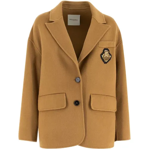 Goldener Crest-Blazer , Damen, Größe: 2XS - Ermanno Scervino - Modalova