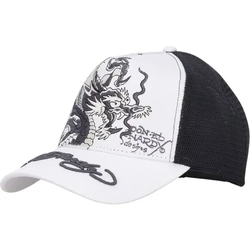 Dragon Twill Mesh Trucker Cap , male, Sizes: ONE SIZE - Ed Hardy - Modalova