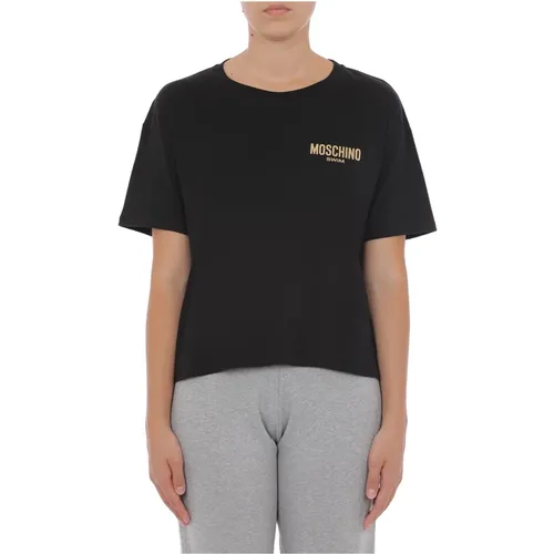 Schwarze T-Shirts und Polos , Damen, Größe: XS - Moschino - Modalova