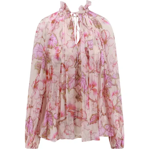 Floral Print Viscose Shirt , female, Sizes: M, XS - Zimmermann - Modalova
