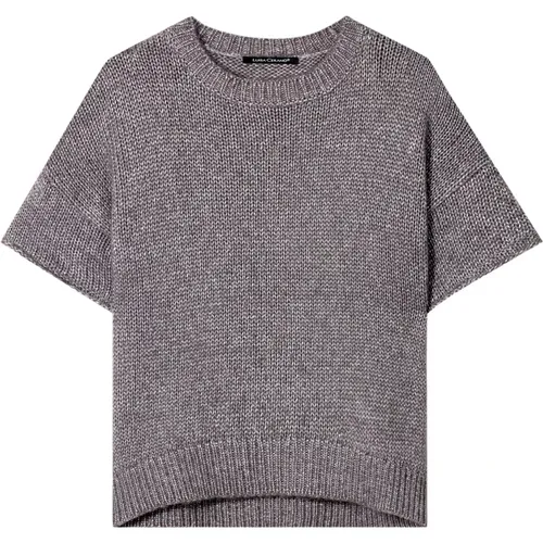 Taupe Pullover aus Wollmischung mit Metallgarn - LUISA CERANO - Modalova