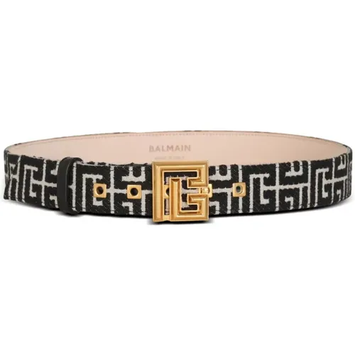 Gürtel PB Belt aus Jacquard mit Monogramm , Damen, Größe: 80 CM - Balmain - Modalova