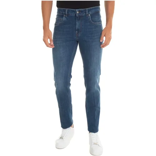 Stone Washed Slim Fit Denim Jeans , male, Sizes: W36, W35 - Fay - Modalova
