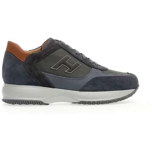 Blue Suede and Fabric Interactive Sneakers , male, Sizes: 6 UK, 6 1/2 UK, 9 UK, 5 UK, 9 1/2 UK, 8 1/2 UK, 10 UK - Hogan - Modalova