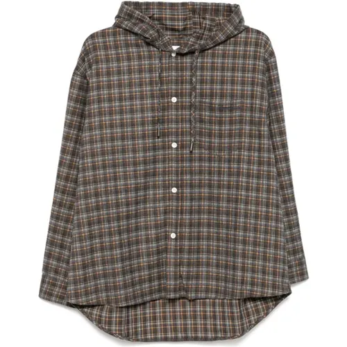 Flannel Check Hooded Shirt , female, Sizes: L, M, XS, S - Dunst - Modalova