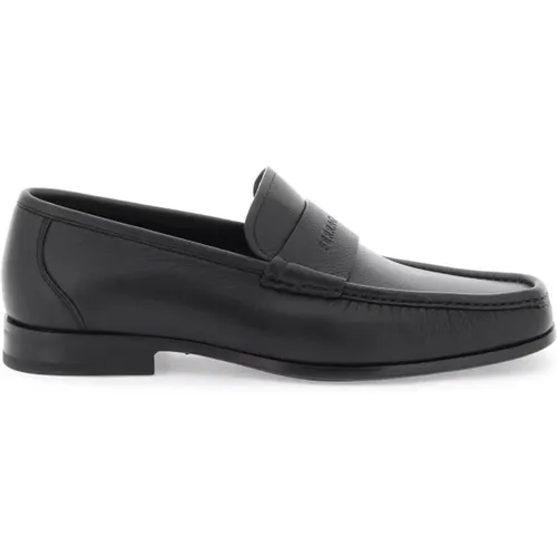 Logo Loafers with Moc , male, Sizes: 6 UK - Salvatore Ferragamo - Modalova