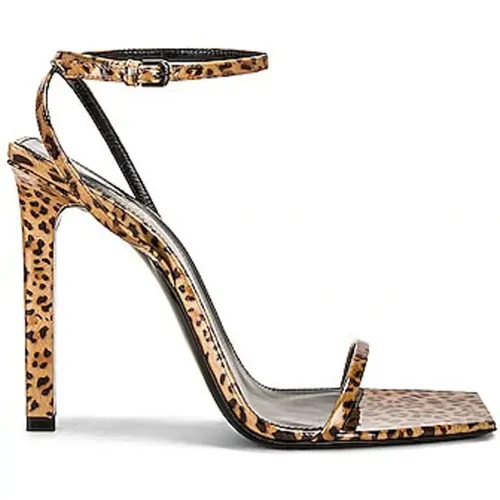 Leopard Sandals with Ankle Buckle , female, Sizes: 5 UK - Saint Laurent - Modalova