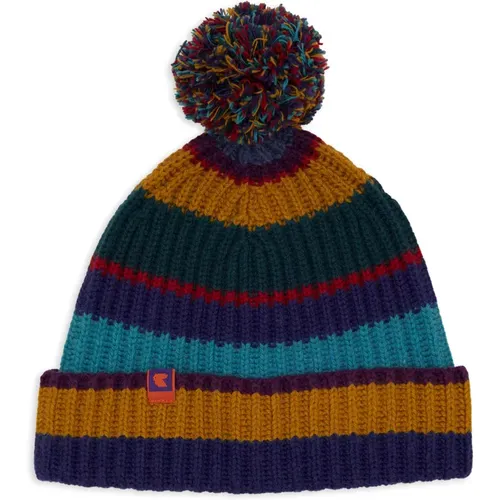 Blaue Woll-Kaschmir-Beanie mit Streifen - Gallo - Modalova