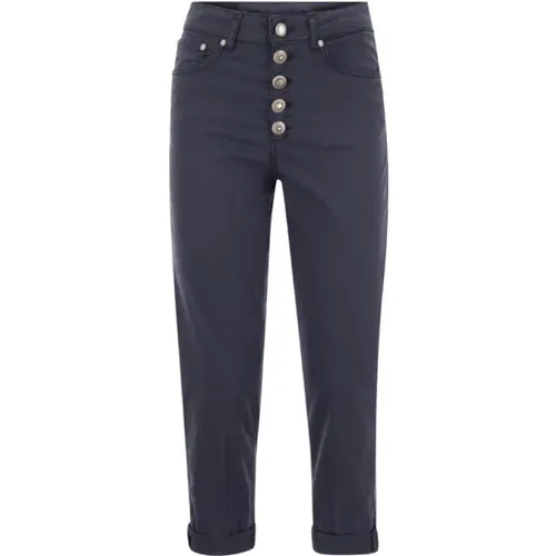 Loose Fit Jewelled Button Trousers , female, Sizes: W25, W26, W27, W28 - Dondup - Modalova