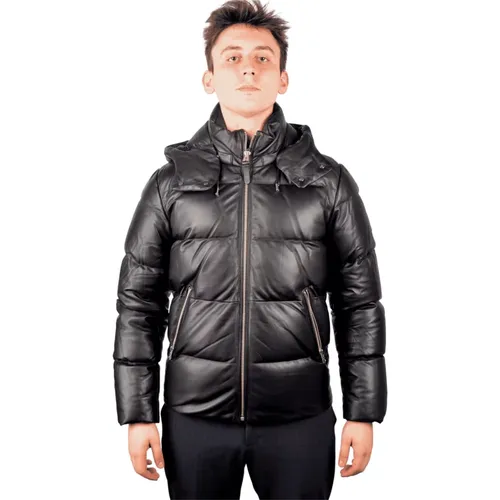 Noir Leather Padded Jacket , male, Sizes: L - Mackage - Modalova