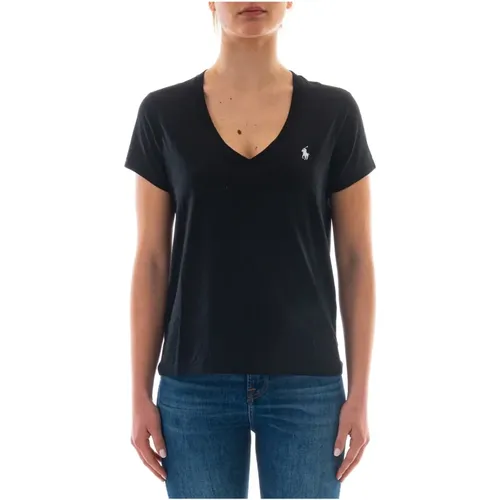 Damen Baumwoll V-Ausschnitt T-Shirt - Stil 211902403 003 , Damen, Größe: XS - Polo Ralph Lauren - Modalova