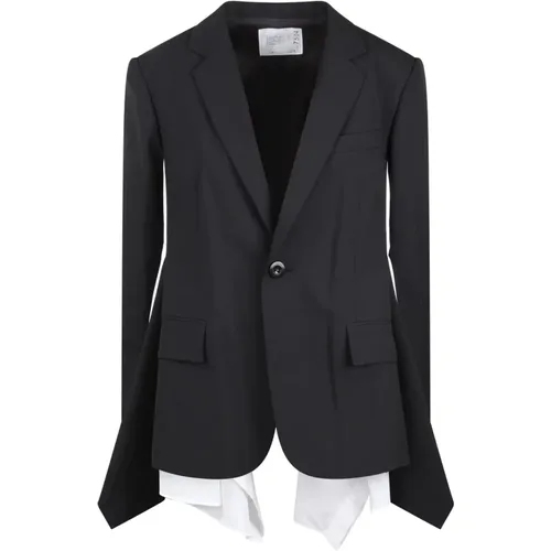 Wollmischung Popeline Blazer mit Einsatz - Sacai - Modalova