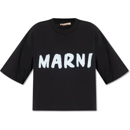 T-Shirt mit bedrucktem Logo Marni - Marni - Modalova