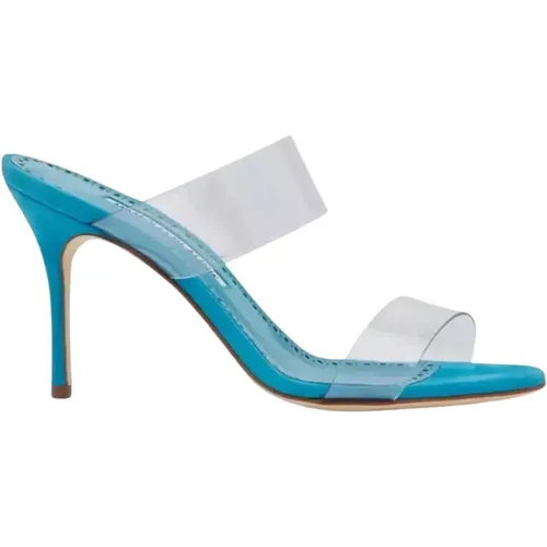 Suede Sandals with PVC Straps , female, Sizes: 4 UK, 6 1/2 UK, 7 UK - Manolo Blahnik - Modalova