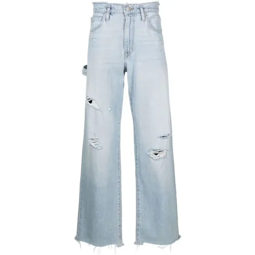 Hellblaue Denim-Jeans mit Frayed-Detailing - ERL - Modalova