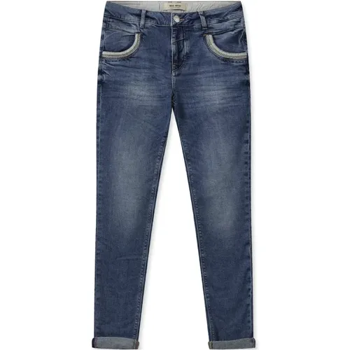Classic Cropped Jeans with Stylish Details , female, Sizes: W27, W24, W31, W30, W32, W29, W33, W25, W28 - MOS MOSH - Modalova