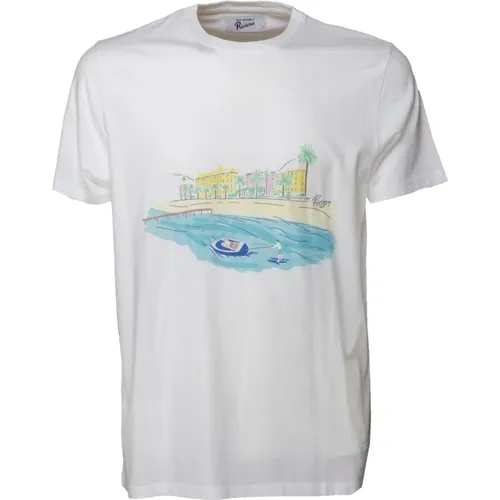 Landschaftsdruck Baumwoll T-Shirt , Herren, Größe: S - Roy Roger's - Modalova