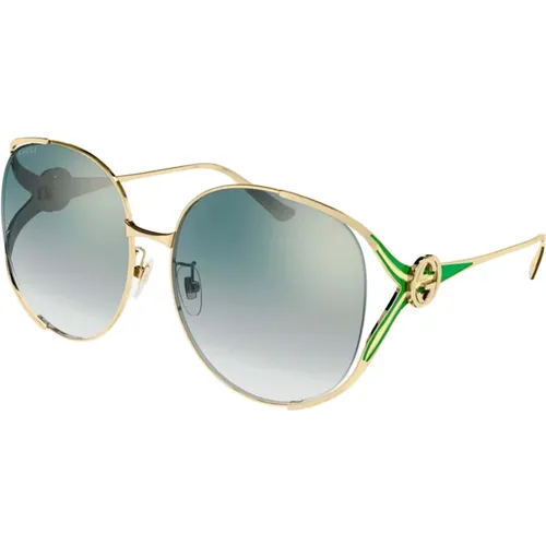 Fork metal green sunglasses , female, Sizes: 63 MM - Gucci - Modalova