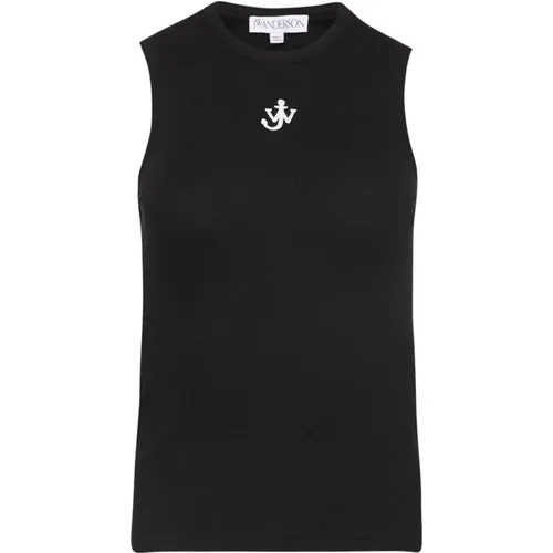 Schwarzes ärmelloses Crew Neck Top , Damen, Größe: XS - JW Anderson - Modalova