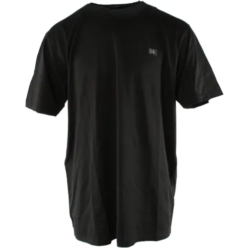 Schwarzes mercerisiertes Baumwoll-Herren-T-Shirt , Herren, Größe: 3XL - C.P. Company - Modalova