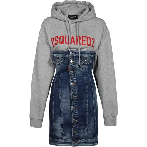 Denim Mini Kleid mit Logo-Print - Dsquared2 - Modalova