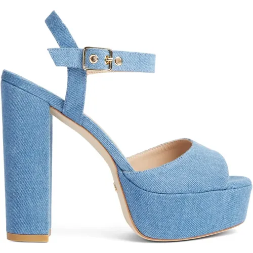 Mutige Denim Plateau-Sandalette , Damen, Größe: 37 1/2 EU - Stuart Weitzman - Modalova