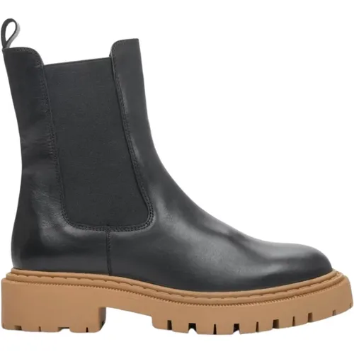 Damen Schwarze Chelsea Boots mit Brauner Chunky Sohle Er00111840 , Damen, Größe: 36 EU - Estro - Modalova