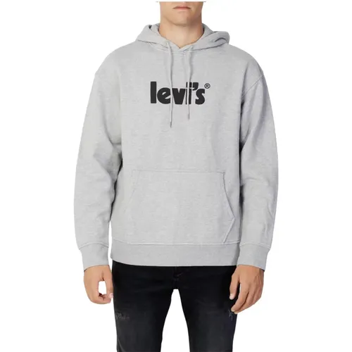 Levi's , Grey Printed Hooded Sweatshirt , male, Sizes: L - Levis - Modalova