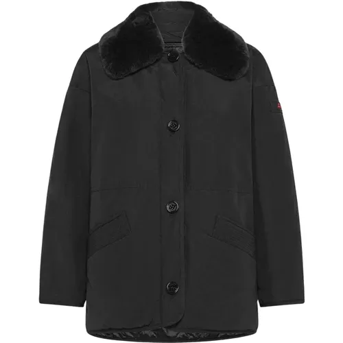 Schwarze Baumwoll-Nylon-Steppjacke , Damen, Größe: 2XS - Peuterey - Modalova