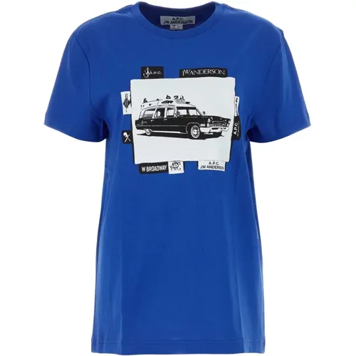 Elektrisch blaues Baumwoll-T-Shirt , Damen, Größe: L - A.p.c. - Modalova