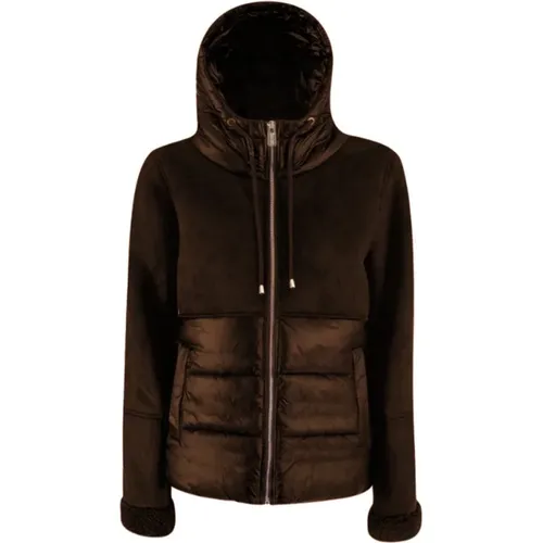 Faux Fur Quilted Hooded Jacket , female, Sizes: XS - YES ZEE - Modalova