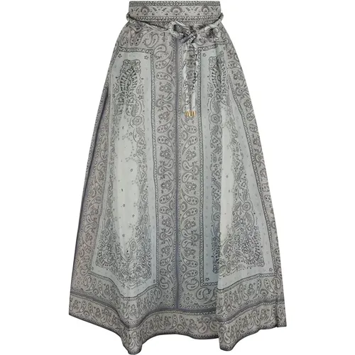 Blue Bandana Print High-Waisted Skirt , female, Sizes: S - Zimmermann - Modalova