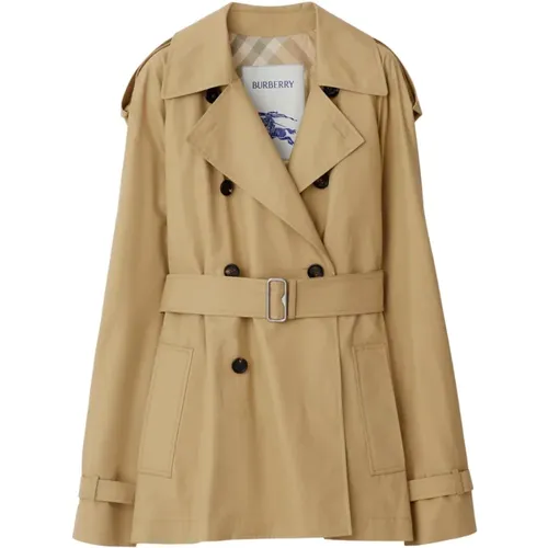 Cotton Double-Breasted Coat , female, Sizes: 2XS, S, XS, 3XS - Burberry - Modalova