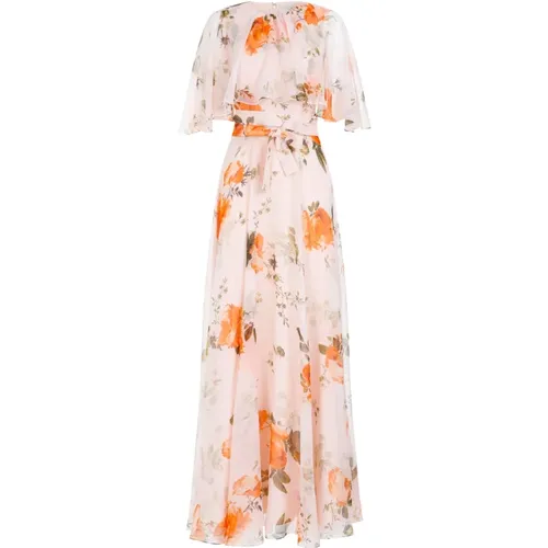 Shell Pink Silk Long Dress , female, Sizes: XS - Erdem - Modalova