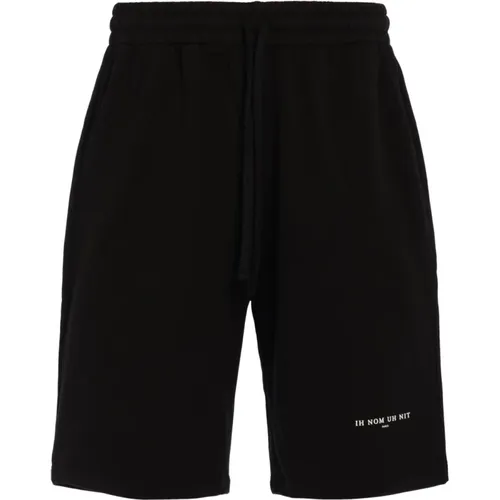 Schwarze Baumwoll-Bermuda-Casual-Shorts , Herren, Größe: L - IH NOM UH NIT - Modalova